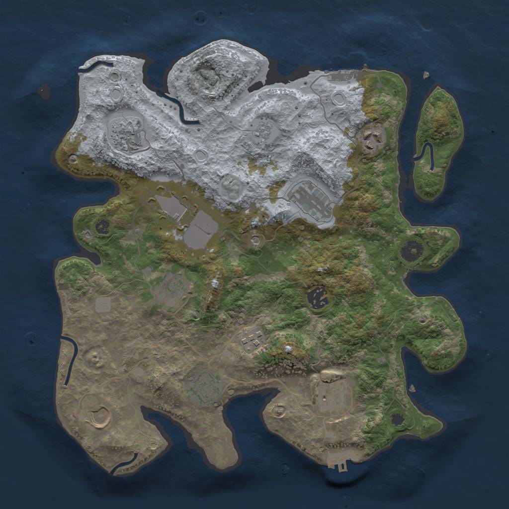 Rust Map: Procedural Map, Size: 3550, Seed: 485563, 19 Monuments