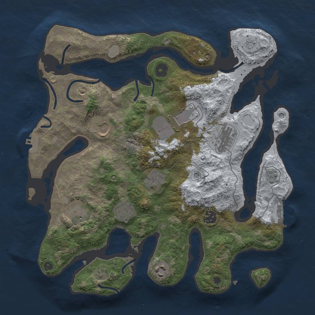 Rust Map: Procedural Map, Size: 3550, Seed: 304479, 18 Monuments