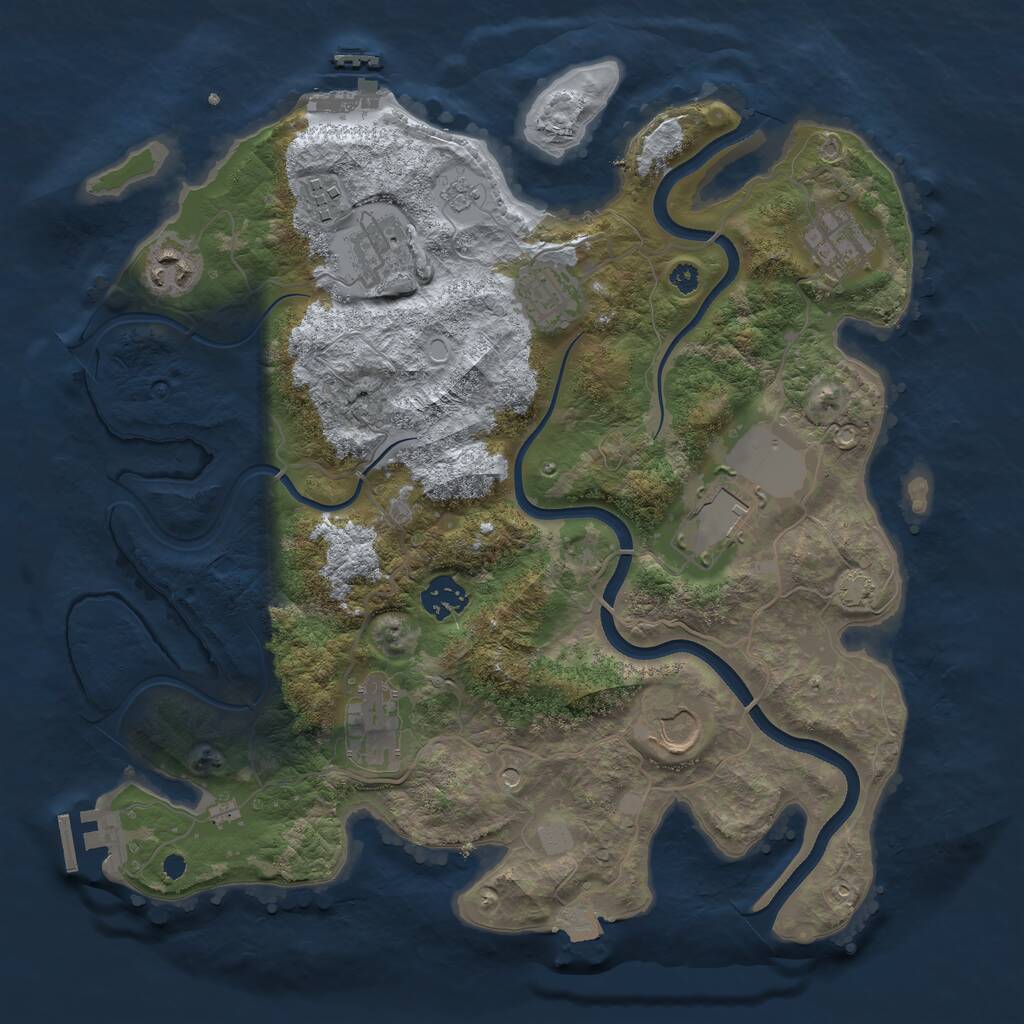 Rust Map: Procedural Map, Size: 3550, Seed: 270061, 15 Monuments