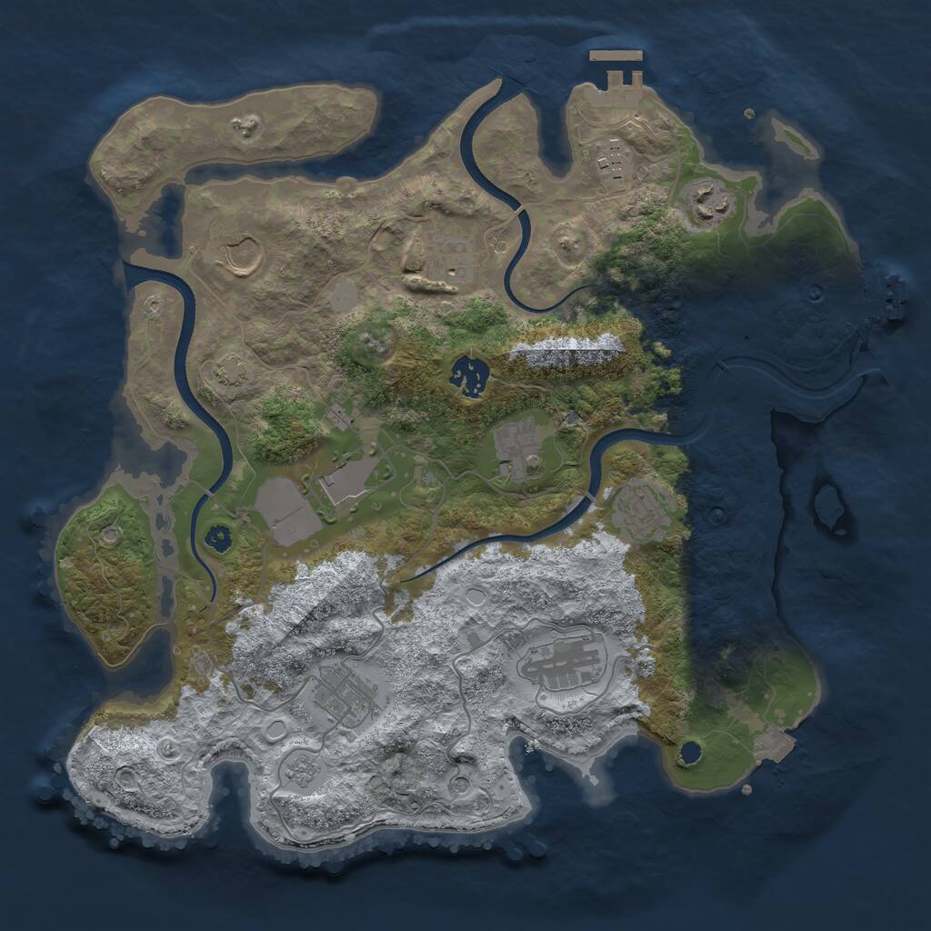 Rust Map: Procedural Map, Size: 3550, Seed: 597372, 16 Monuments