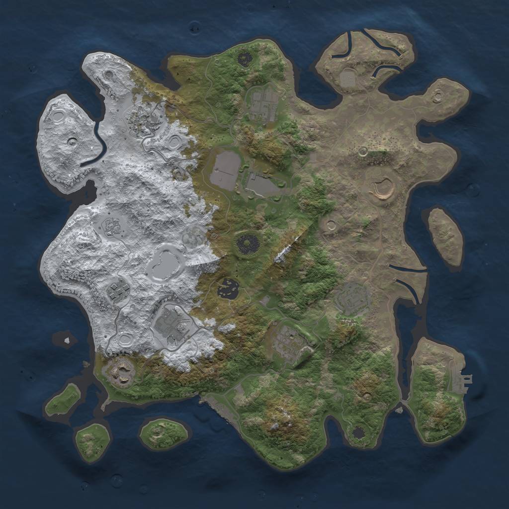 Rust Map: Procedural Map, Size: 3550, Seed: 570645, 19 Monuments