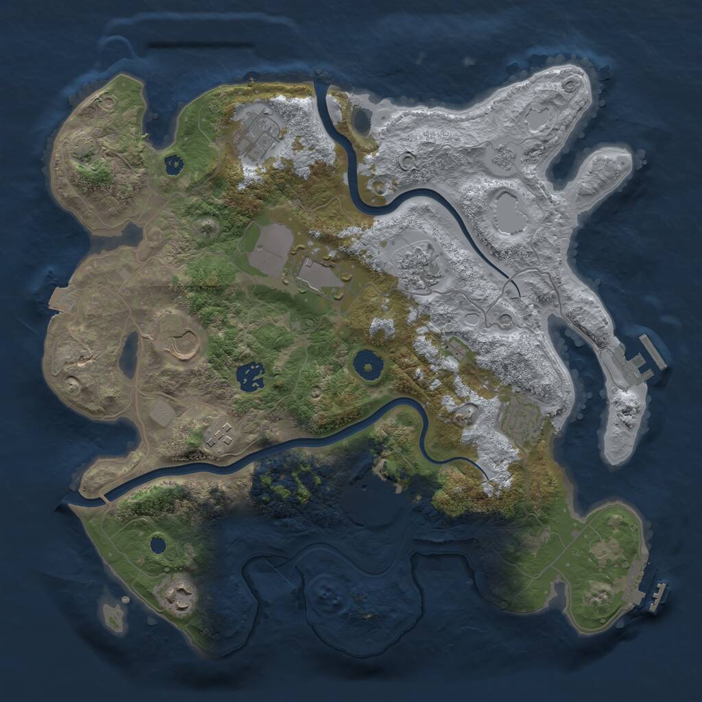 Rust Map: Procedural Map, Size: 3550, Seed: 286688, 15 Monuments