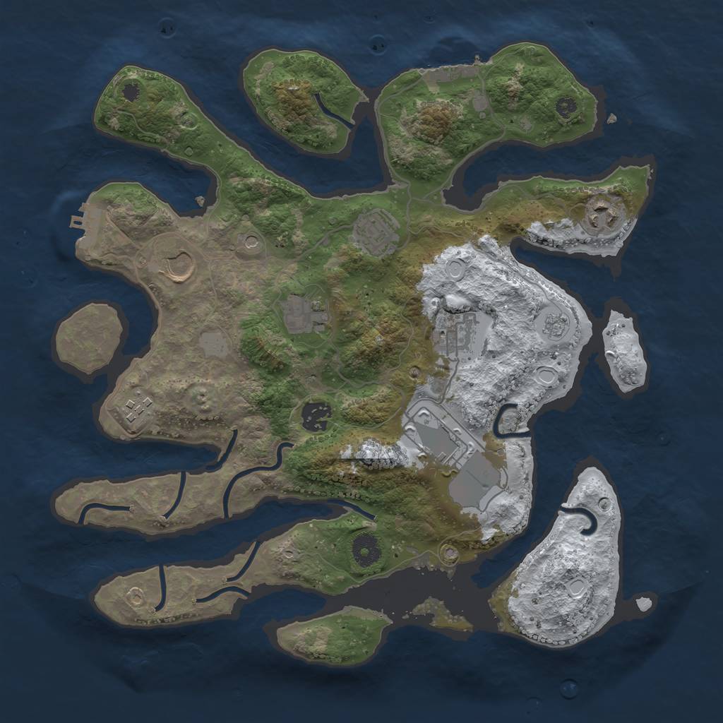 Rust Map: Procedural Map, Size: 3550, Seed: 699919, 17 Monuments