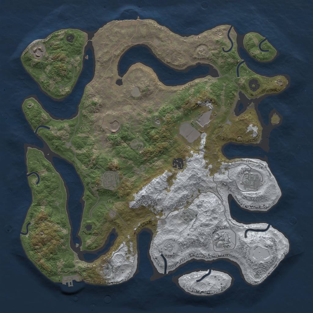 Rust Map: Procedural Map, Size: 4000, Seed: 34155, 17 Monuments