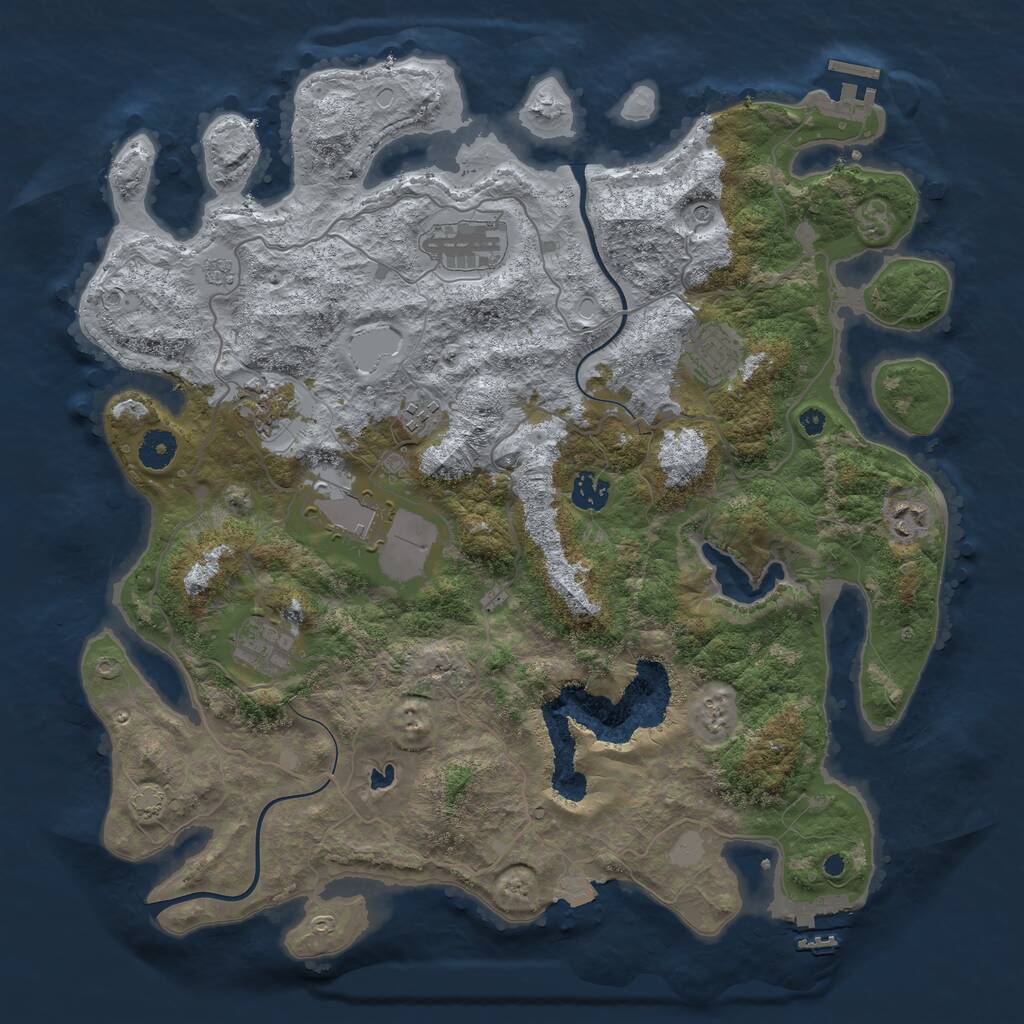Rust Map: Procedural Map, Size: 4000, Seed: 476582, 14 Monuments