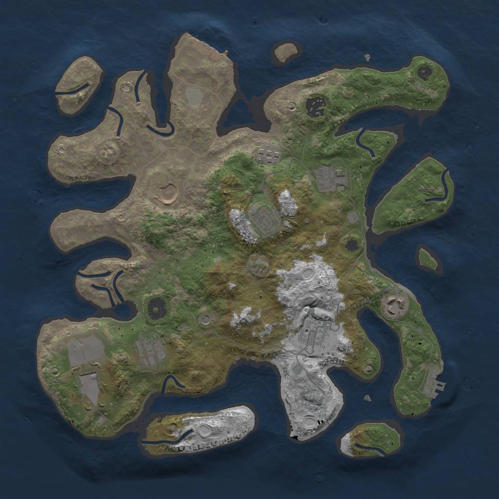 Rust Map: Procedural Map, Size: 3600, Seed: 270941973, 17 Monuments