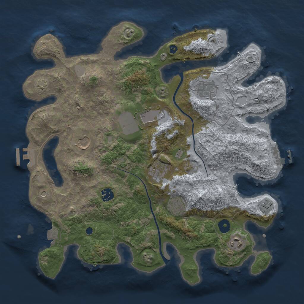 Rust Map: Procedural Map, Size: 3550, Seed: 125866, 14 Monuments