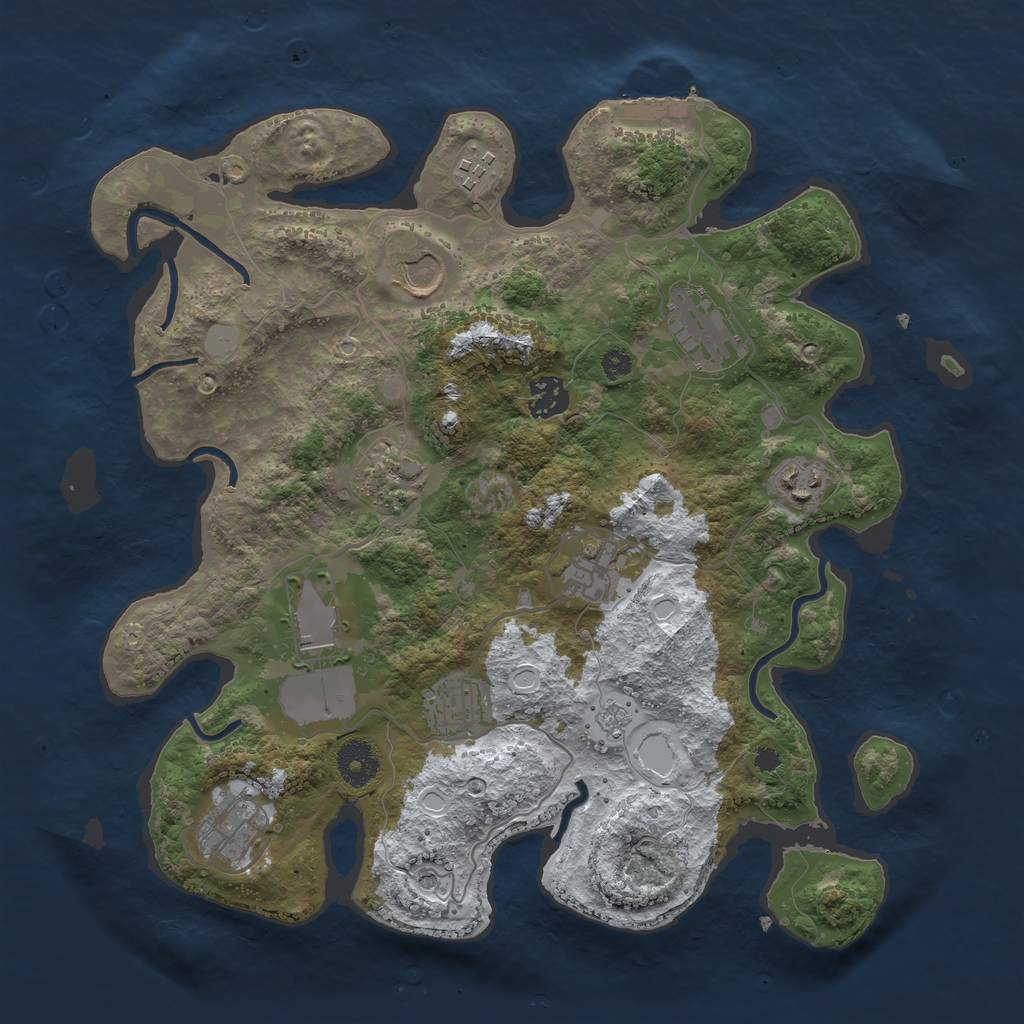 Rust Map: Procedural Map, Size: 3550, Seed: 953617, 18 Monuments