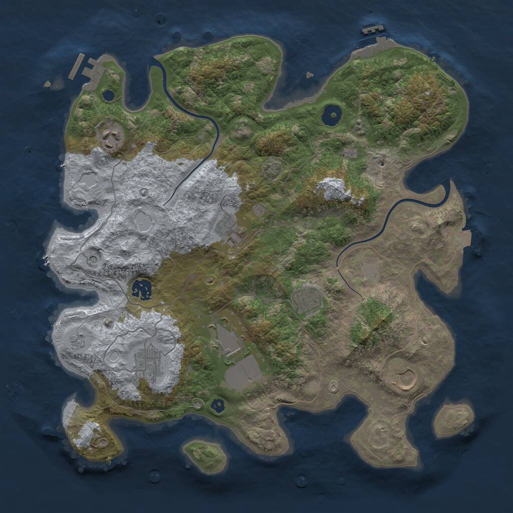Rust Map: Procedural Map, Size: 3700, Seed: 854871065, 13 Monuments