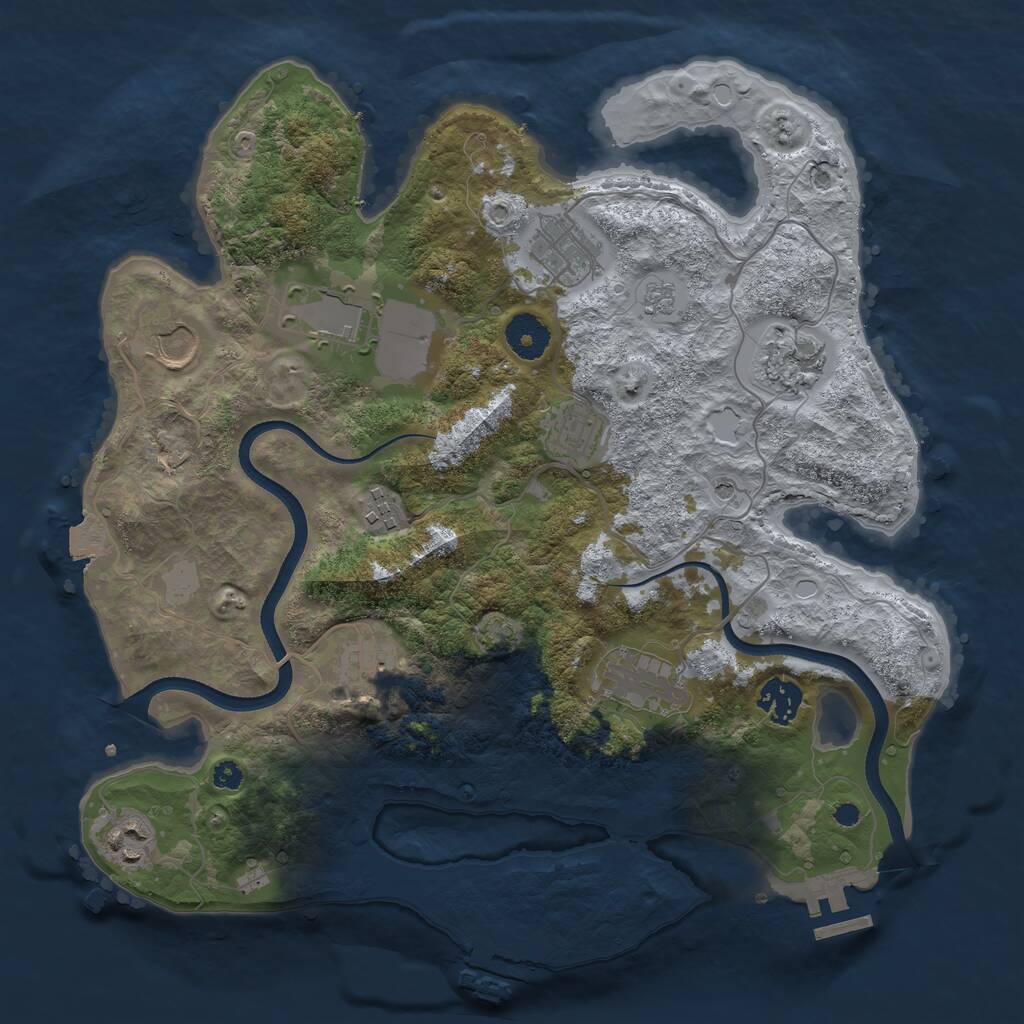 Rust Map: Procedural Map, Size: 3500, Seed: 1907543535, 16 Monuments