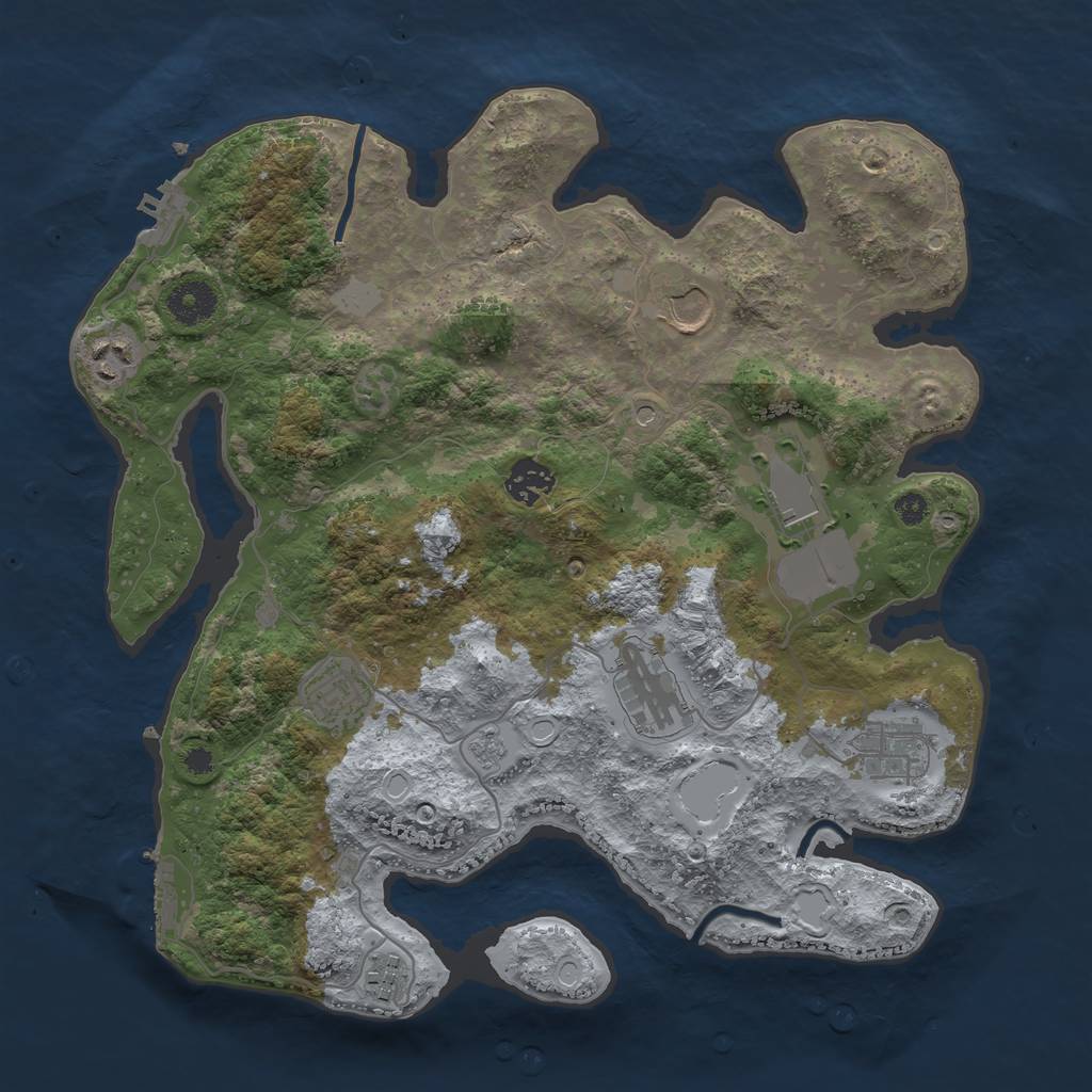 Rust Map: Procedural Map, Size: 3550, Seed: 976125, 17 Monuments