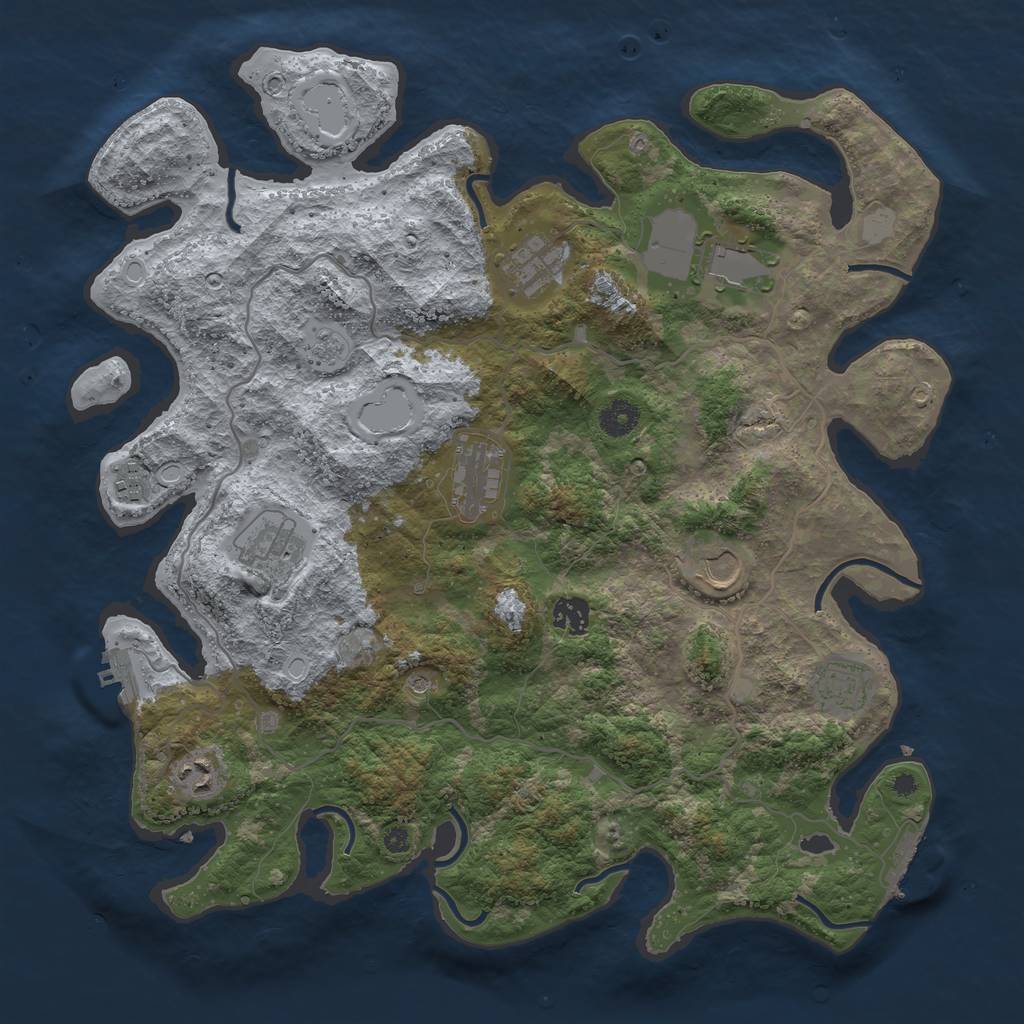 Rust Map: Procedural Map, Size: 4000, Seed: 612351, 16 Monuments