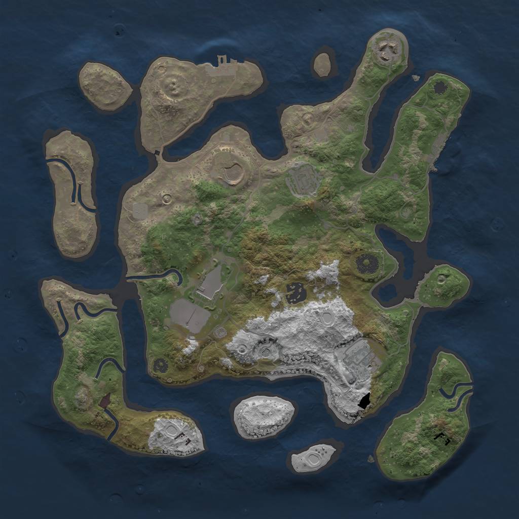 Rust Map: Procedural Map, Size: 3550, Seed: 795439, 14 Monuments