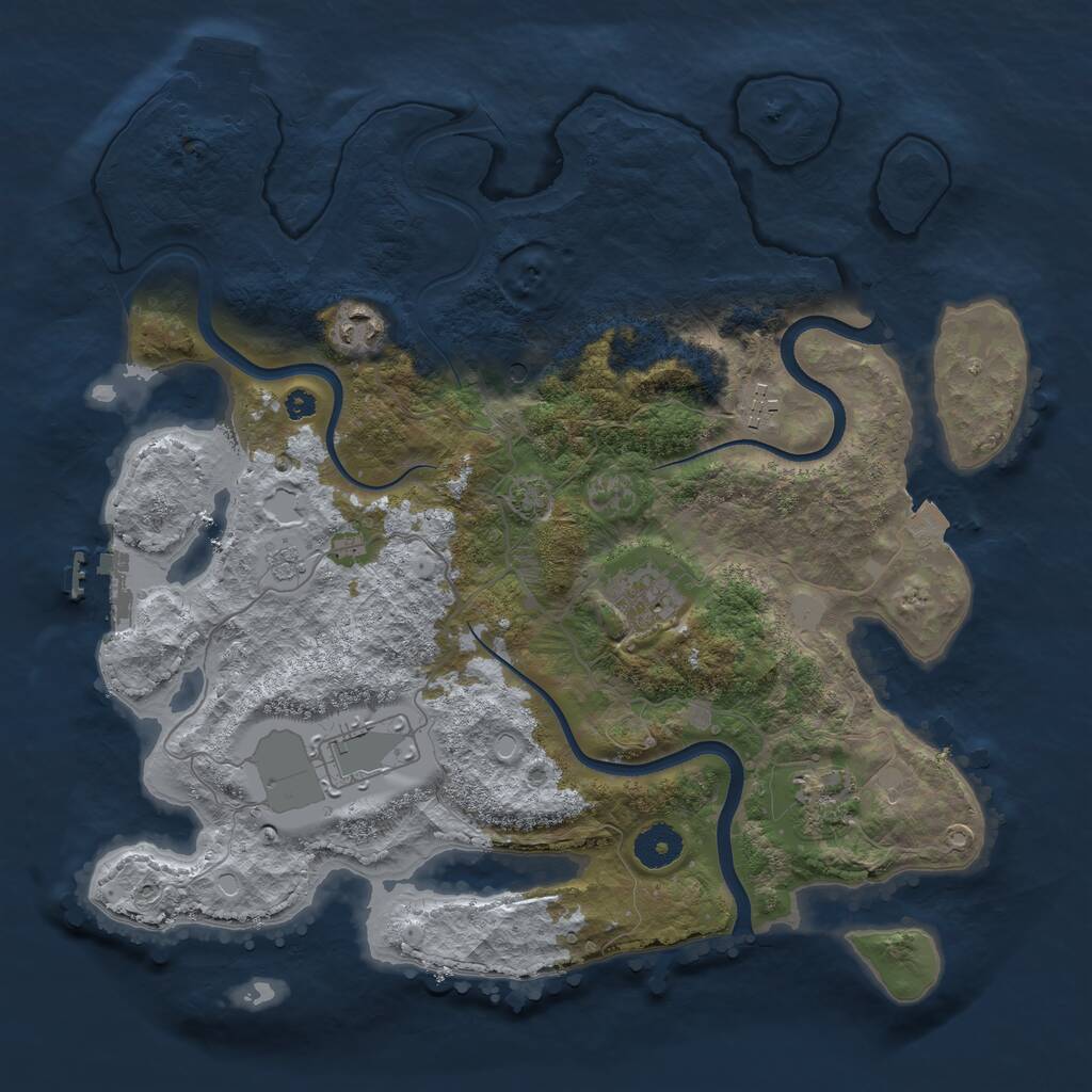 Rust Map: Procedural Map, Size: 3600, Seed: 57, 11 Monuments