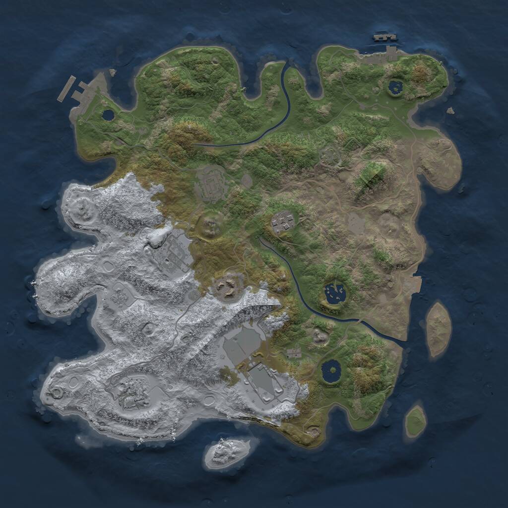 Rust Map: Procedural Map, Size: 3550, Seed: 323379, 12 Monuments