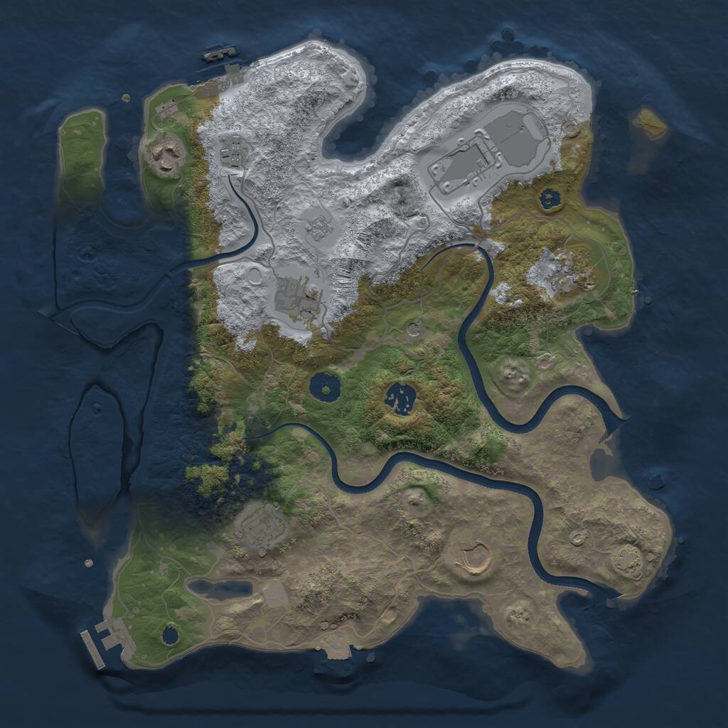 Rust Map: Procedural Map, Size: 3550, Seed: 432616, 14 Monuments