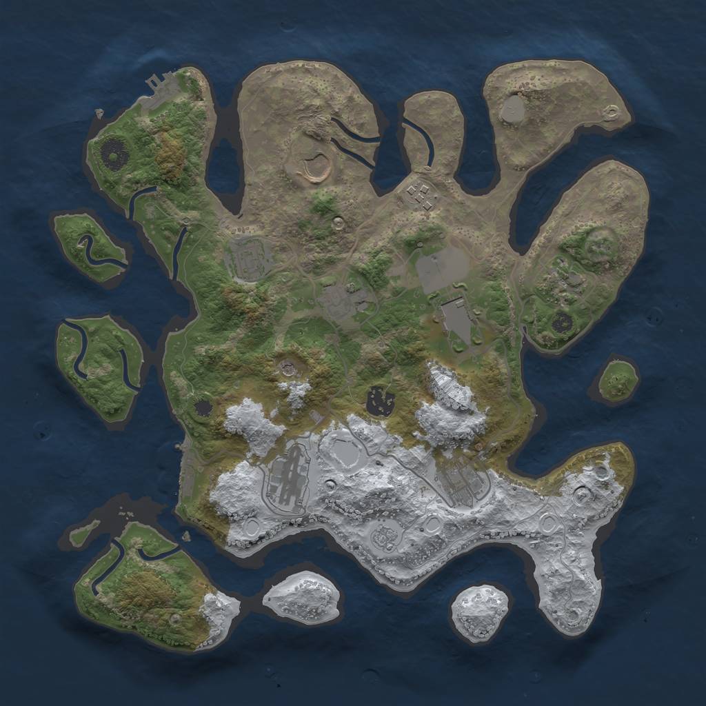 Rust Map: Procedural Map, Size: 3550, Seed: 563220, 18 Monuments