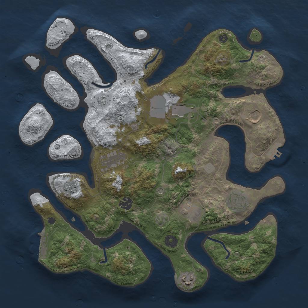 Rust Map: Procedural Map, Size: 3550, Seed: 811057, 17 Monuments
