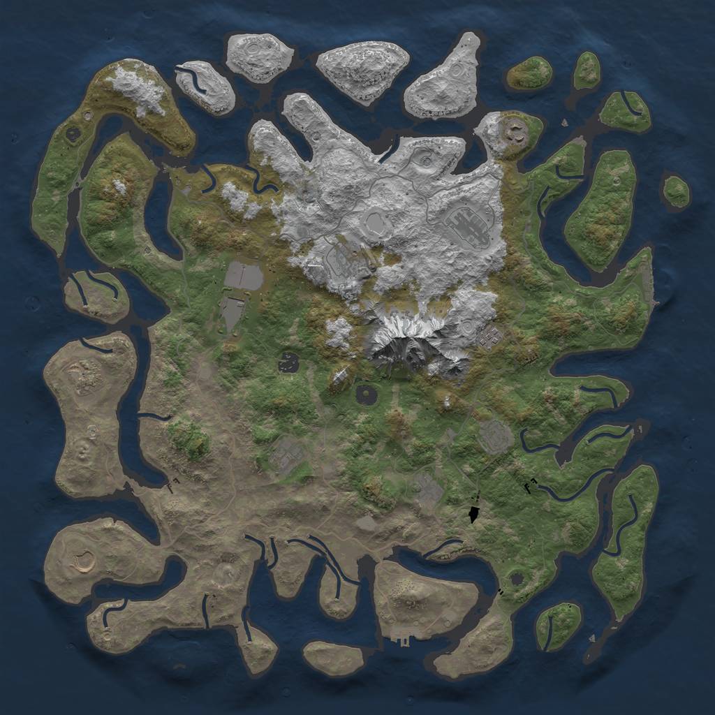 Rust Map: Procedural Map, Size: 5000, Seed: 702854785, 19 Monuments