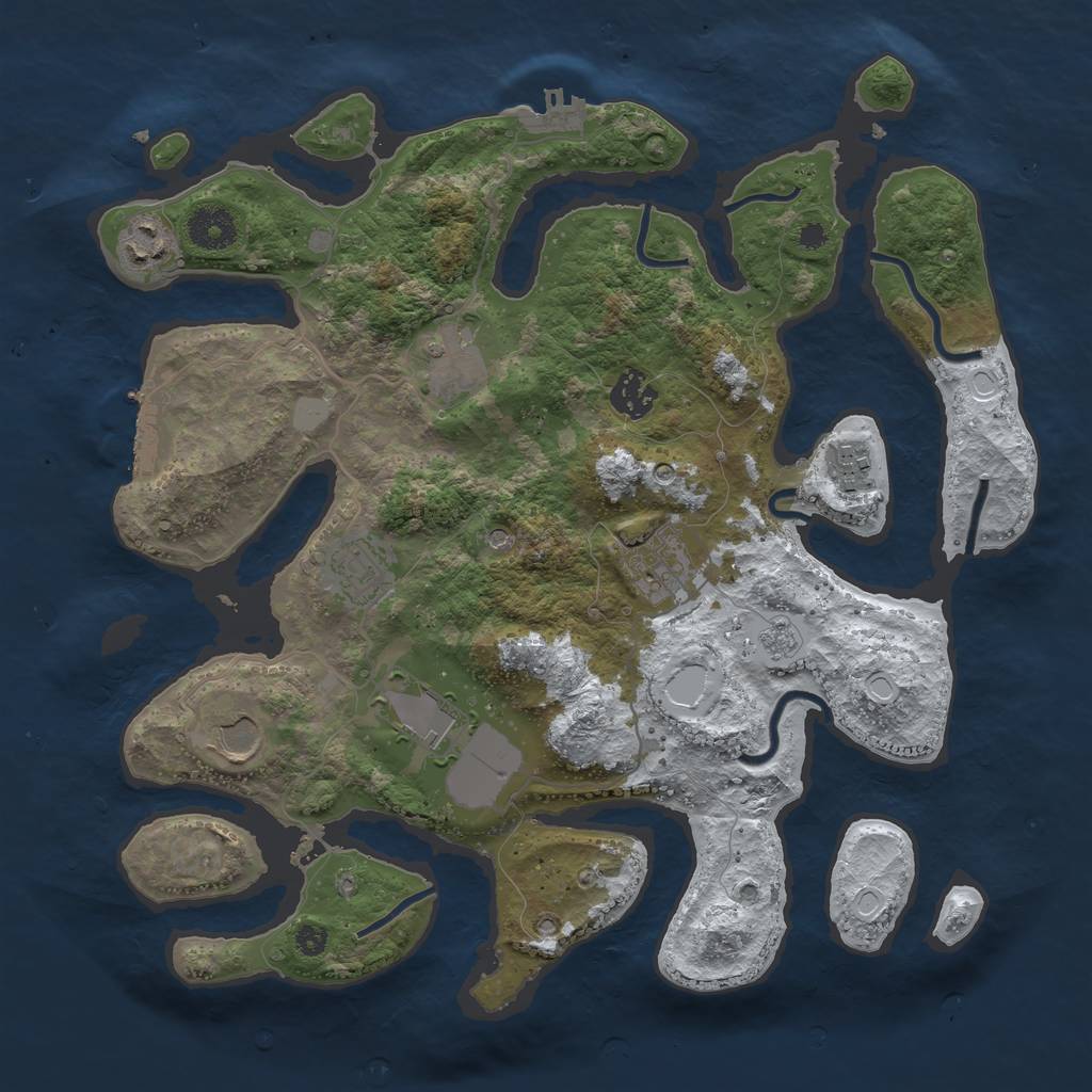 Rust Map: Procedural Map, Size: 3550, Seed: 546822, 17 Monuments