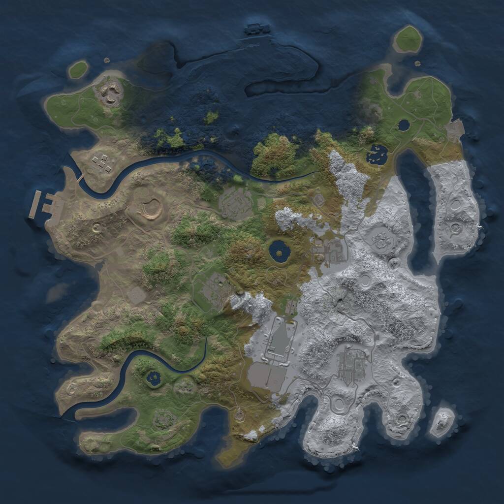 Rust Map: Procedural Map, Size: 3550, Seed: 546822, 15 Monuments