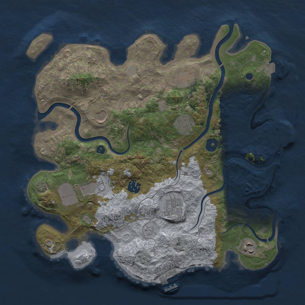 Rust Map: Procedural Map, Size: 3550, Seed: 591721, 14 Monuments