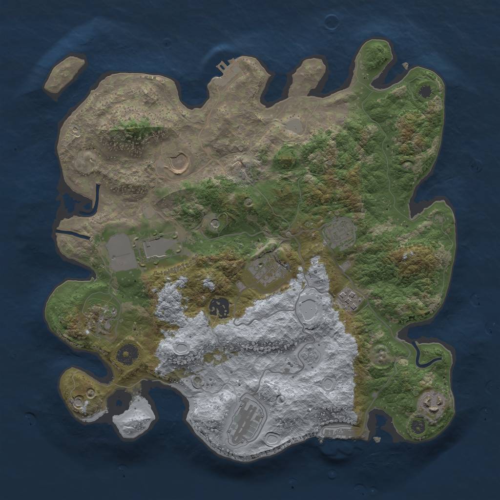 Rust Map: Procedural Map, Size: 3550, Seed: 591721, 18 Monuments