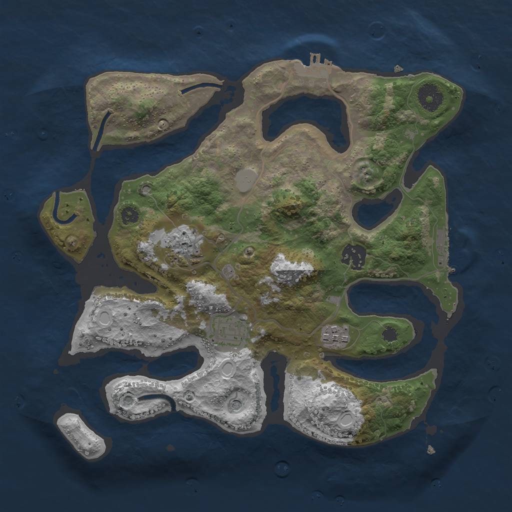 Rust Map: Procedural Map, Size: 3000, Seed: 45678934, 12 Monuments