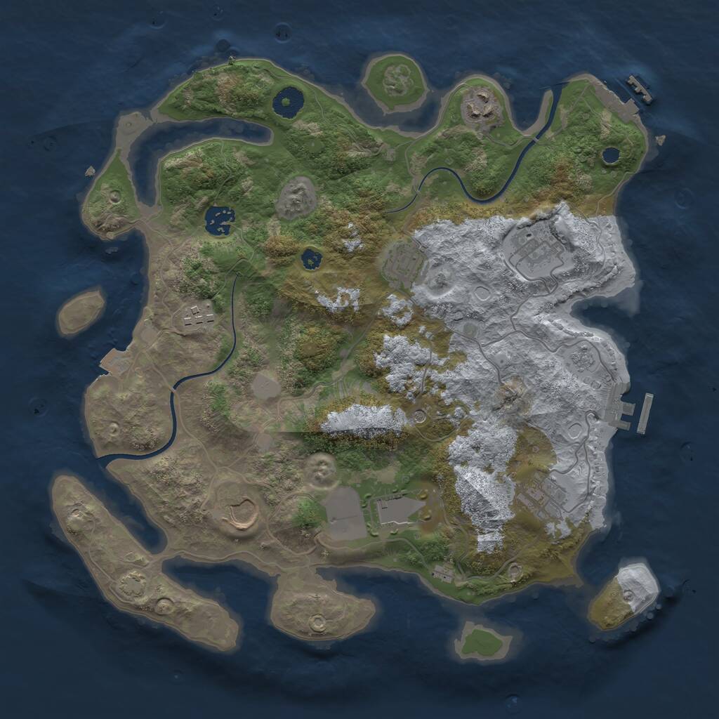 Rust Map: Procedural Map, Size: 3550, Seed: 583157, 14 Monuments