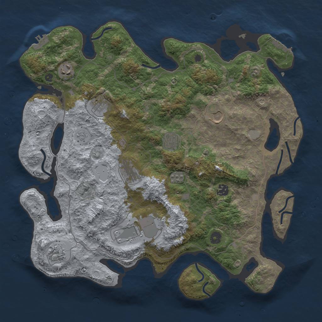 Rust Map: Procedural Map, Size: 4000, Seed: 794965, 16 Monuments