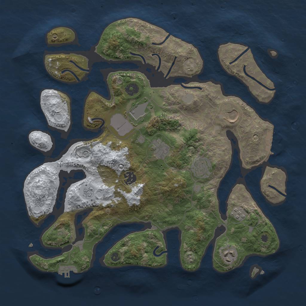 Rust Map: Procedural Map, Size: 3550, Seed: 659408, 16 Monuments