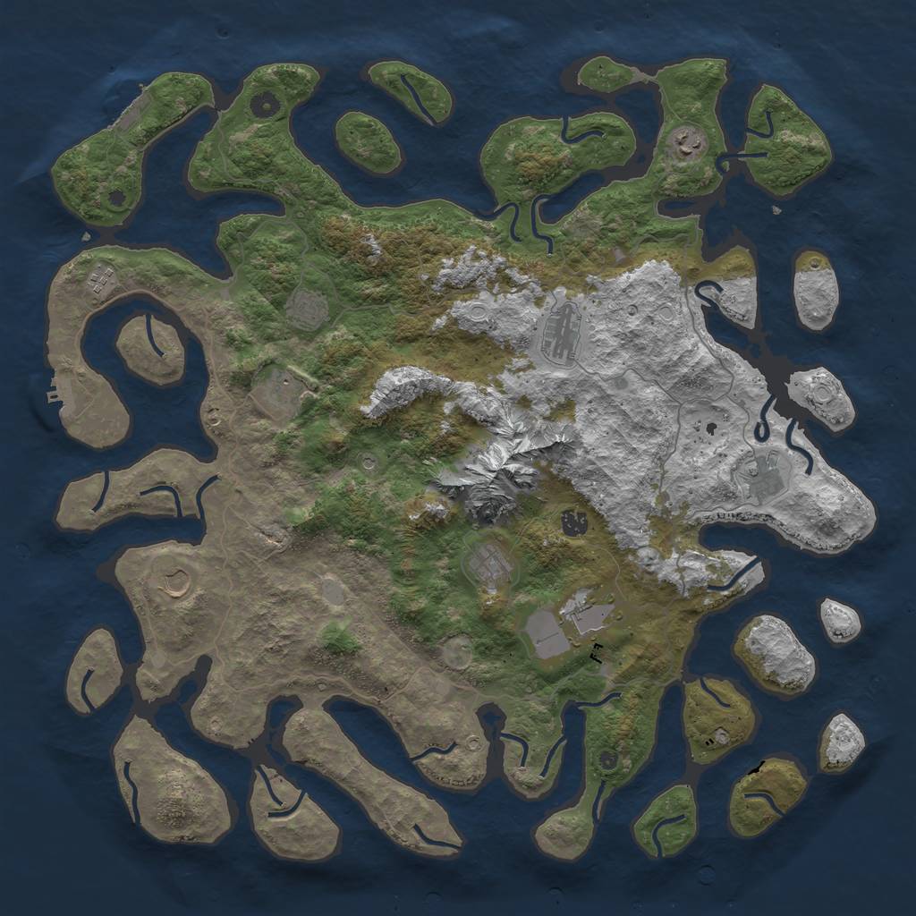 Rust Map: Procedural Map, Size: 5000, Seed: 1570277851, 18 Monuments