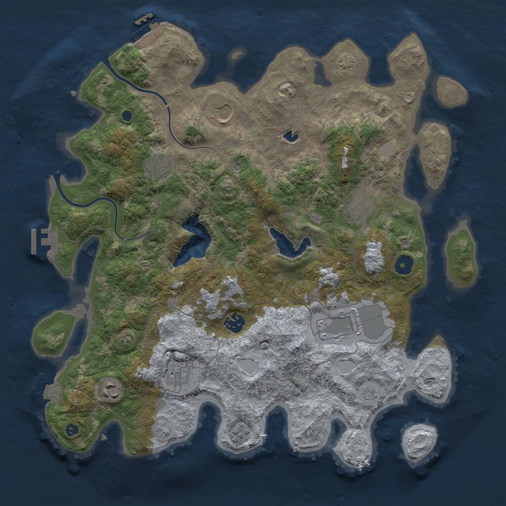 Rust Map: Procedural Map, Size: 4000, Seed: 993926, 14 Monuments