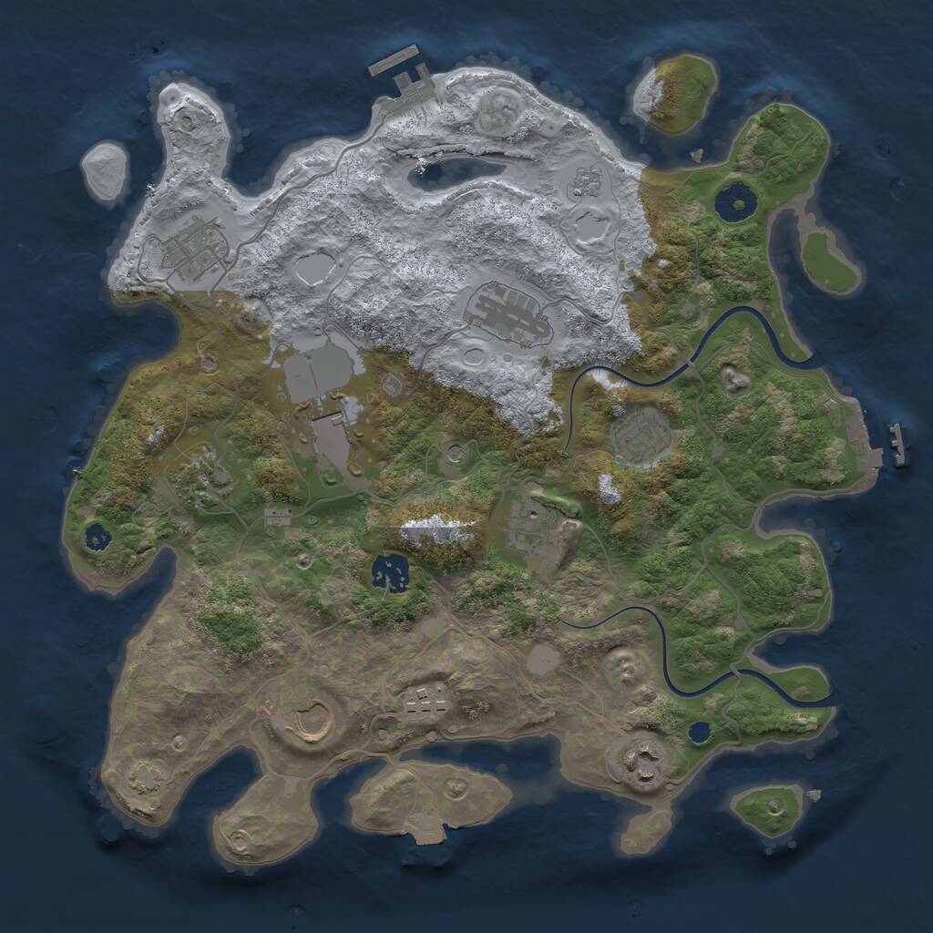 Rust Map: Procedural Map, Size: 3550, Seed: 378674, 16 Monuments