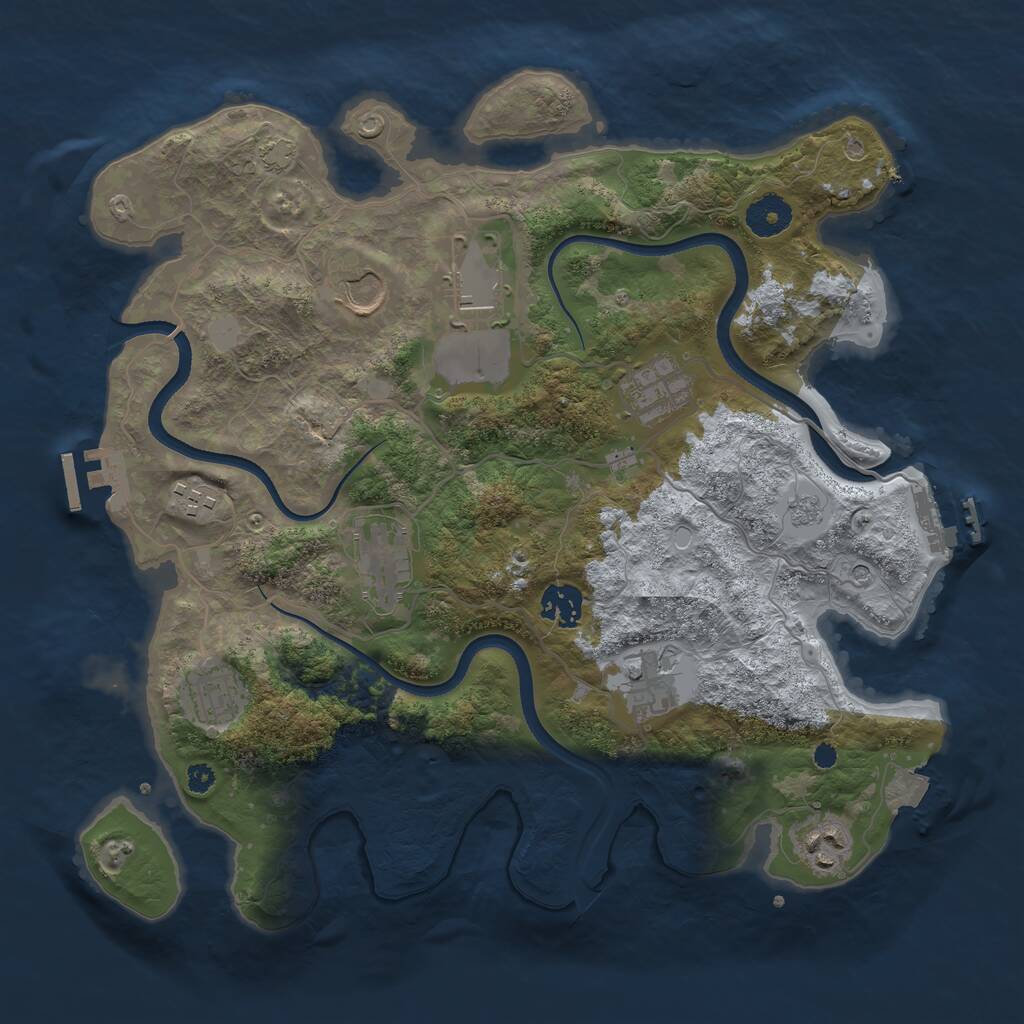 Rust Map: Procedural Map, Size: 3550, Seed: 894368, 15 Monuments