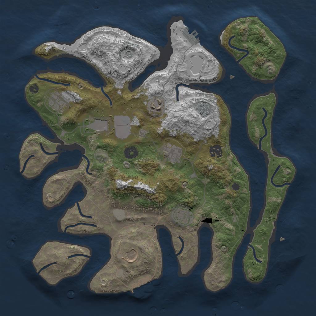 Rust Map: Procedural Map, Size: 3550, Seed: 454190, 16 Monuments