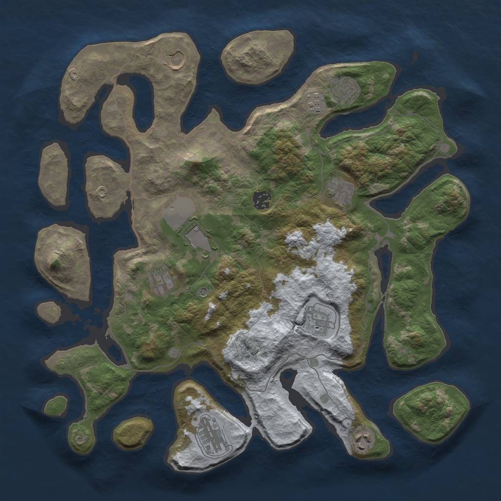 Rust Map: Barren, Size: 4000, Seed: 666, 13 Monuments