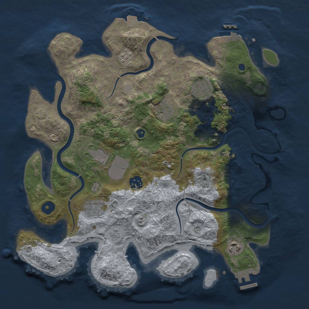 Rust Map: Procedural Map, Size: 3550, Seed: 19384, 13 Monuments