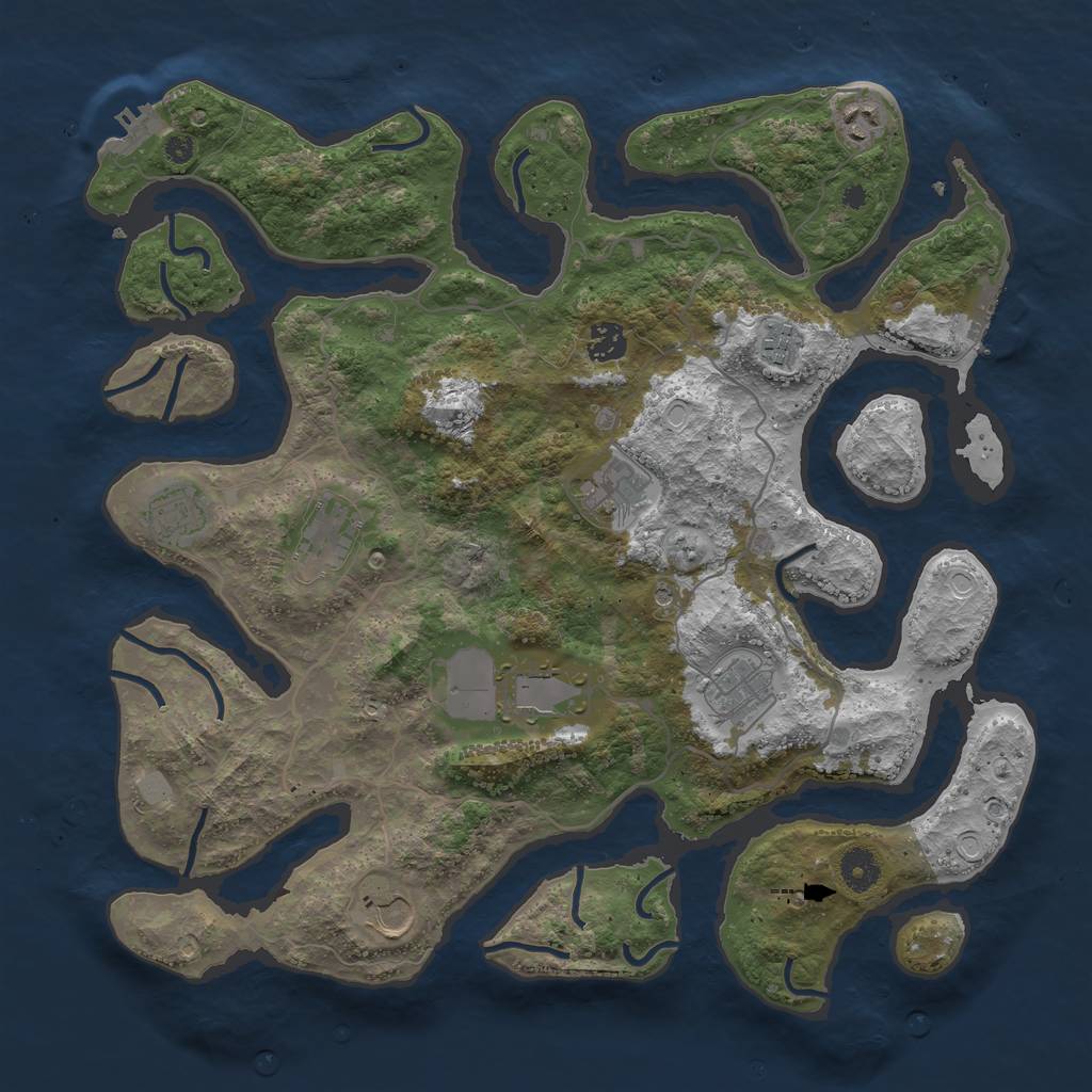 Rust Map: Procedural Map, Size: 4000, Seed: 42010169, 17 Monuments