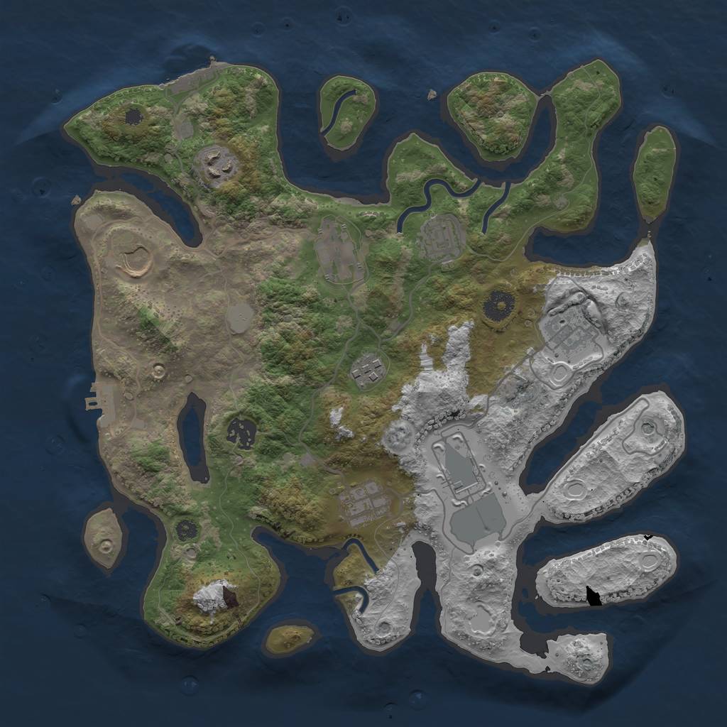 Rust Map: Procedural Map, Size: 3550, Seed: 485276, 17 Monuments