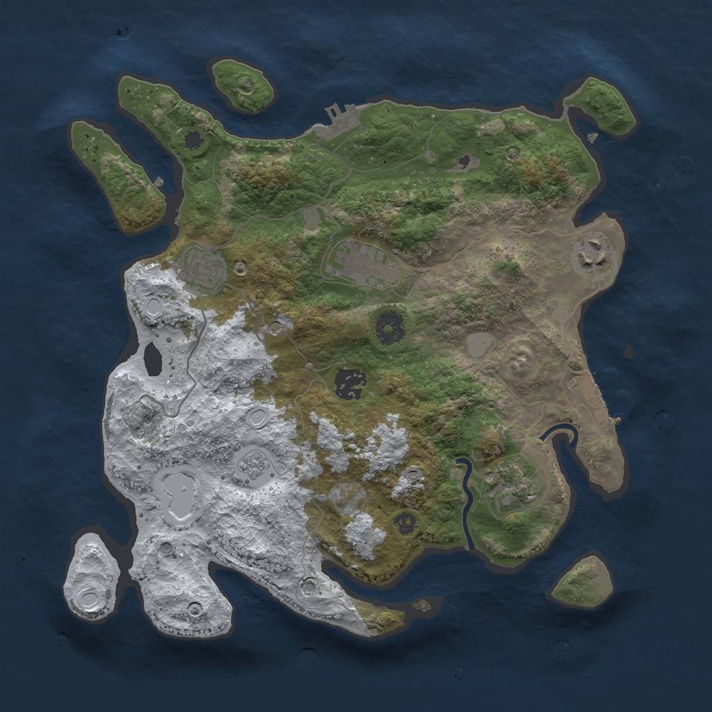 Rust Map: Procedural Map, Size: 3300, Seed: 386928718, 14 Monuments