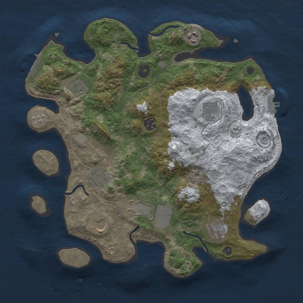 Rust Map: Procedural Map, Size: 3550, Seed: 261624, 18 Monuments