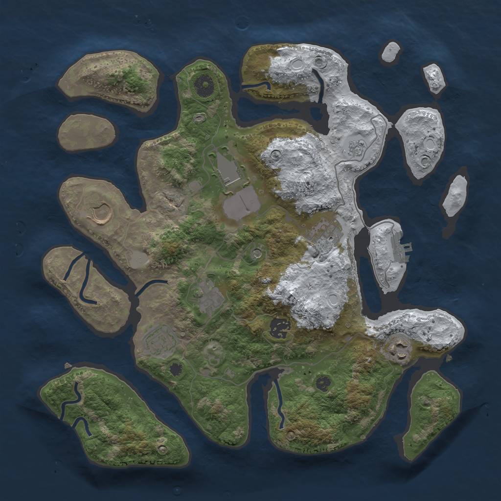 Rust Map: Procedural Map, Size: 3550, Seed: 427960, 15 Monuments