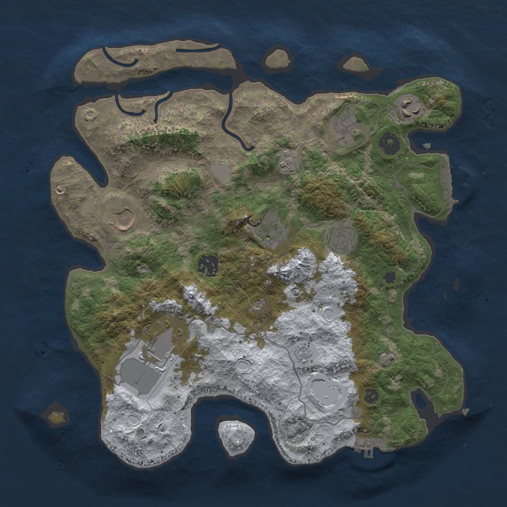 Rust Map: Procedural Map, Size: 3500, Seed: 54326891, 17 Monuments