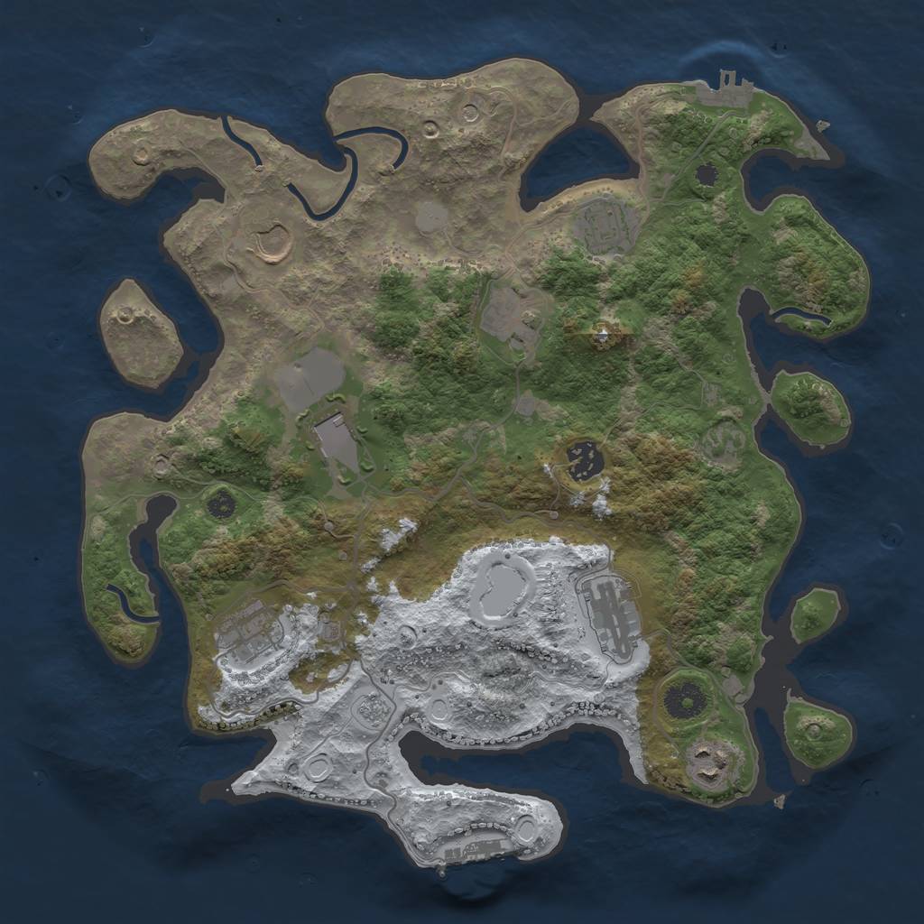 Rust Map: Procedural Map, Size: 3550, Seed: 564344, 17 Monuments