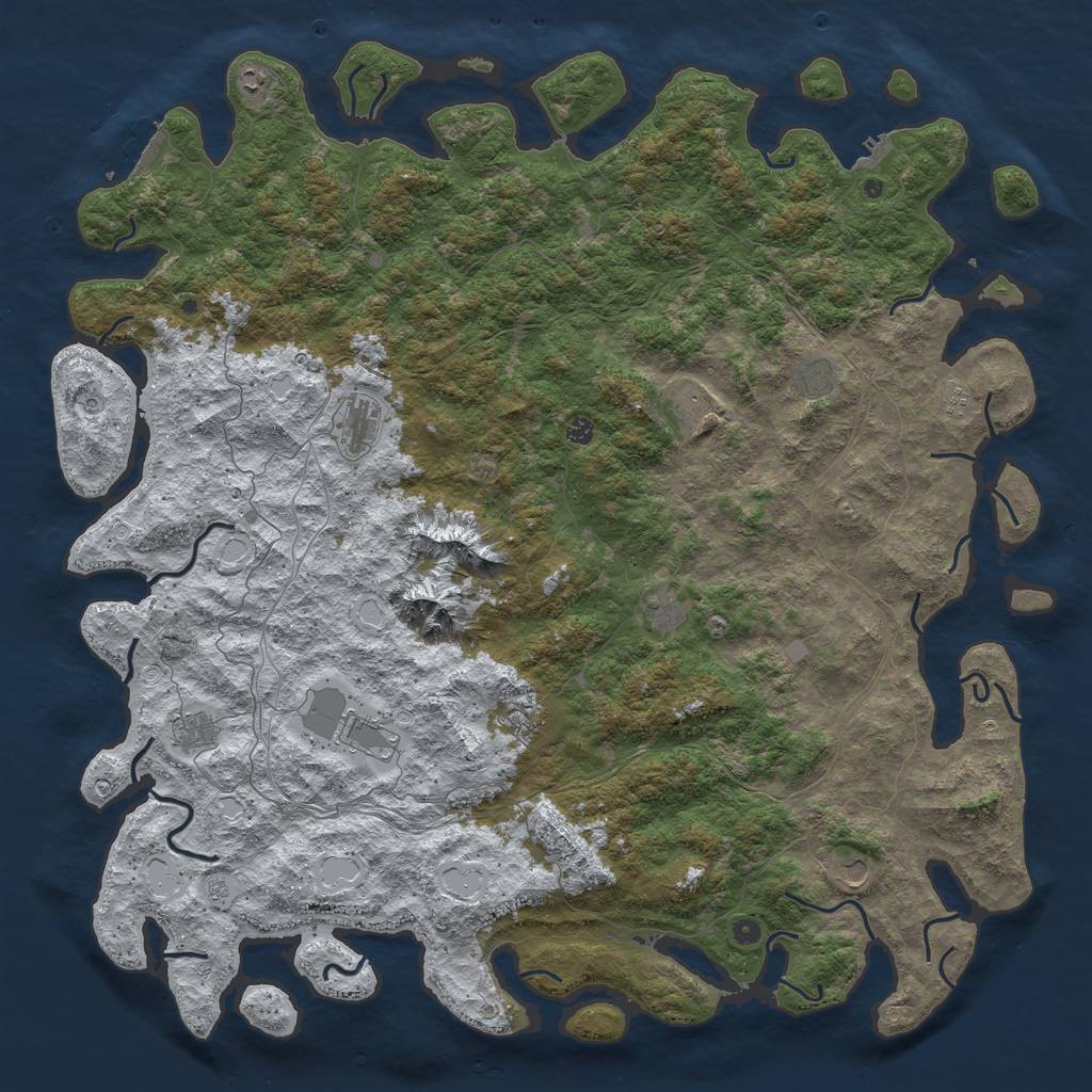 Rust Map: Procedural Map, Size: 6000, Seed: 962046281, 20 Monuments