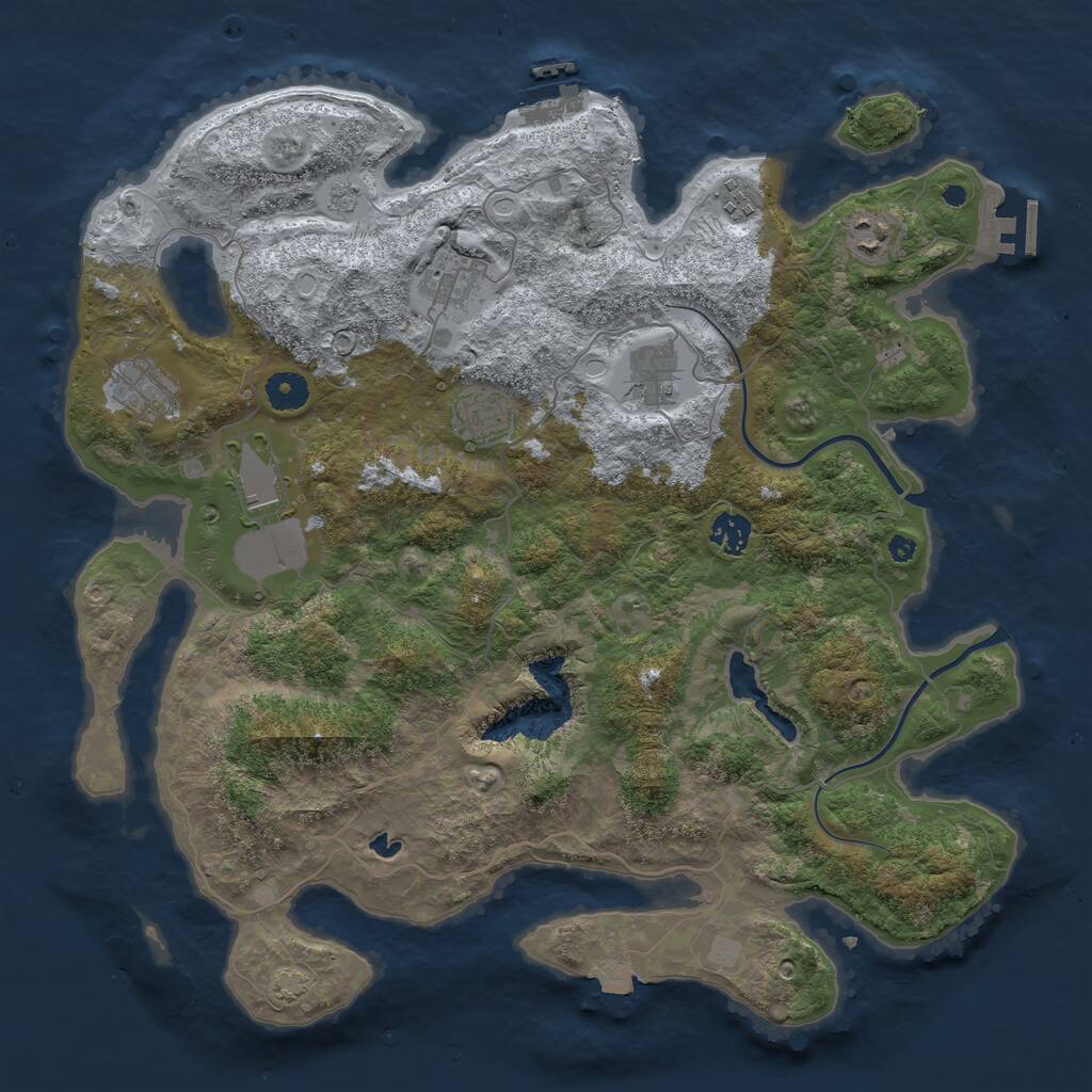 Rust Map: Procedural Map, Size: 4000, Seed: 625464, 13 Monuments