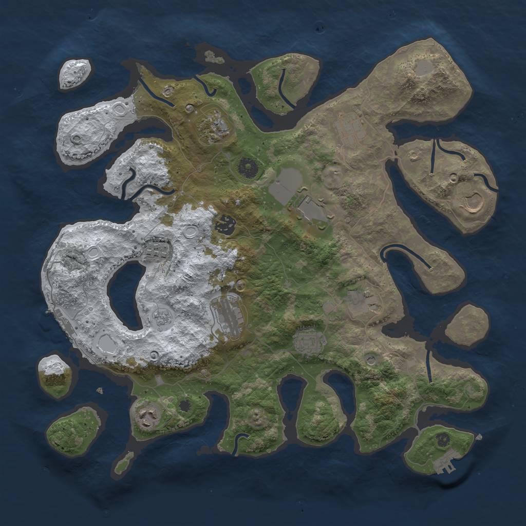 Rust Map: Procedural Map, Size: 3900, Seed: 35801, 19 Monuments