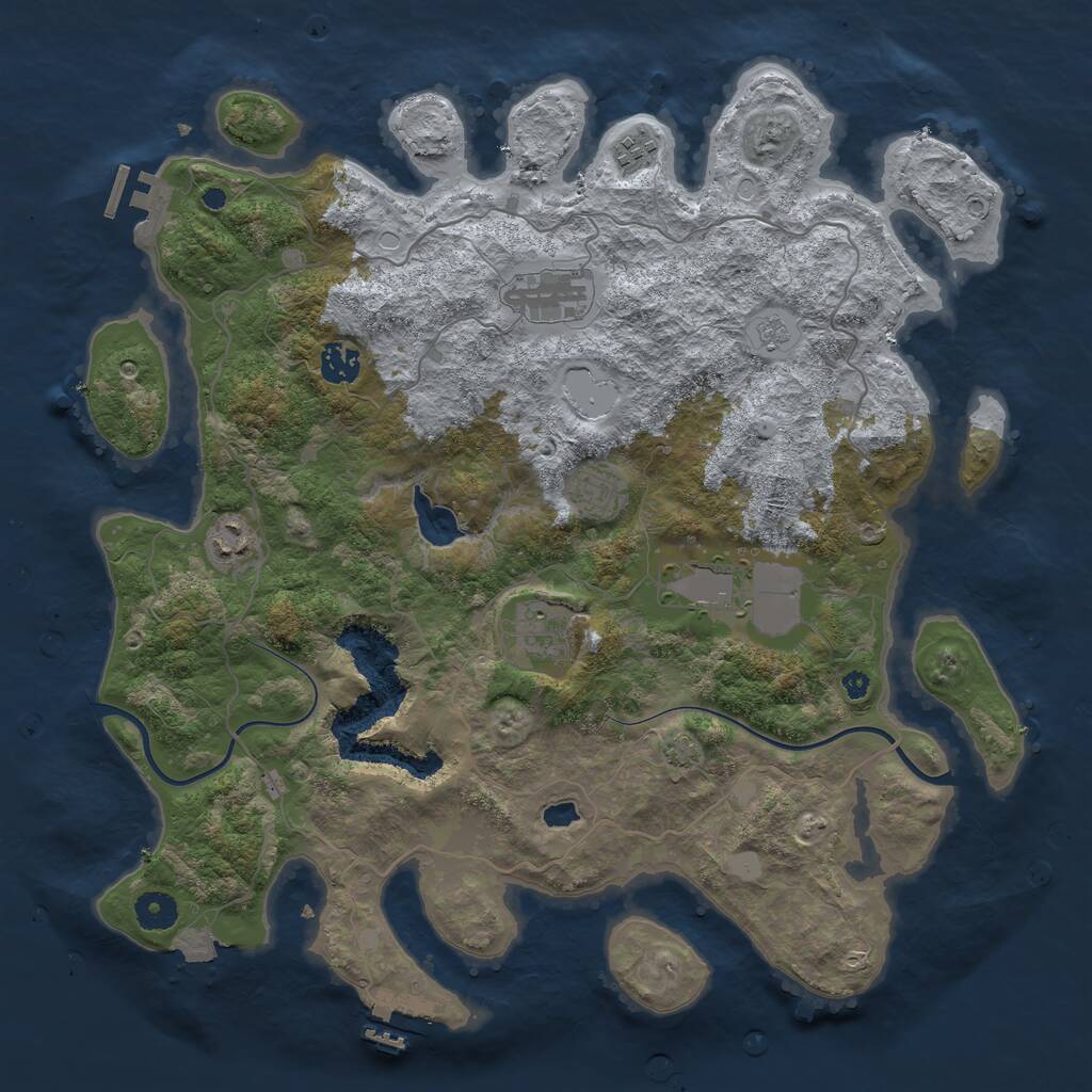 Rust Map: Procedural Map, Size: 4000, Seed: 1687719354, 12 Monuments