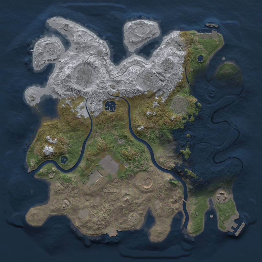 Rust Map: Procedural Map, Size: 3500, Seed: 78391331, 14 Monuments
